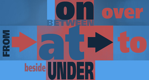 A decorative image of arrows and different prepositions.