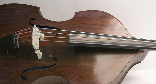 A photo of the body of a double bass. 