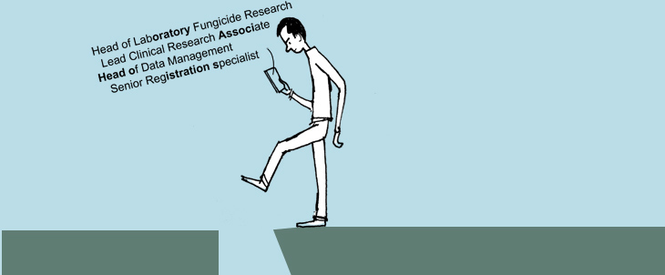An illustration of a man walking while looking at job vacancies on his mobile. He is about to step into a hole, which he has not seen. 