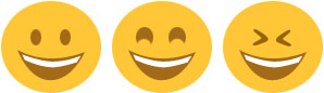 An image of three smiling emojis.