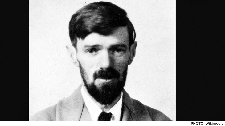 A black and white photo of the writer D. H. Lawrence. 