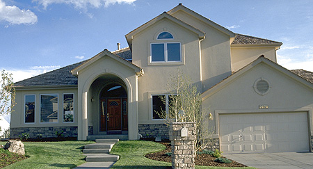 A photo of a two-storey suburban house. 