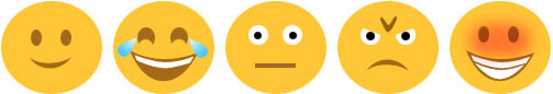 Emojis showing different facial expressions. 