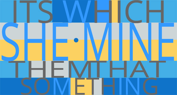 A decorative image showing different pronouns.