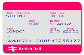 An image of a ticket for a train. 