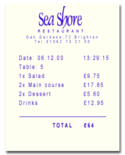 An image of a bill from a restaurant.  