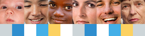 A collage of different faces and different ages.